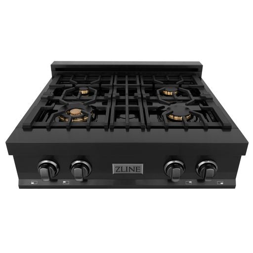 ZLINE 30" Porcelain Stovetop W/ 4 Gas Burners Black Stainless Steel