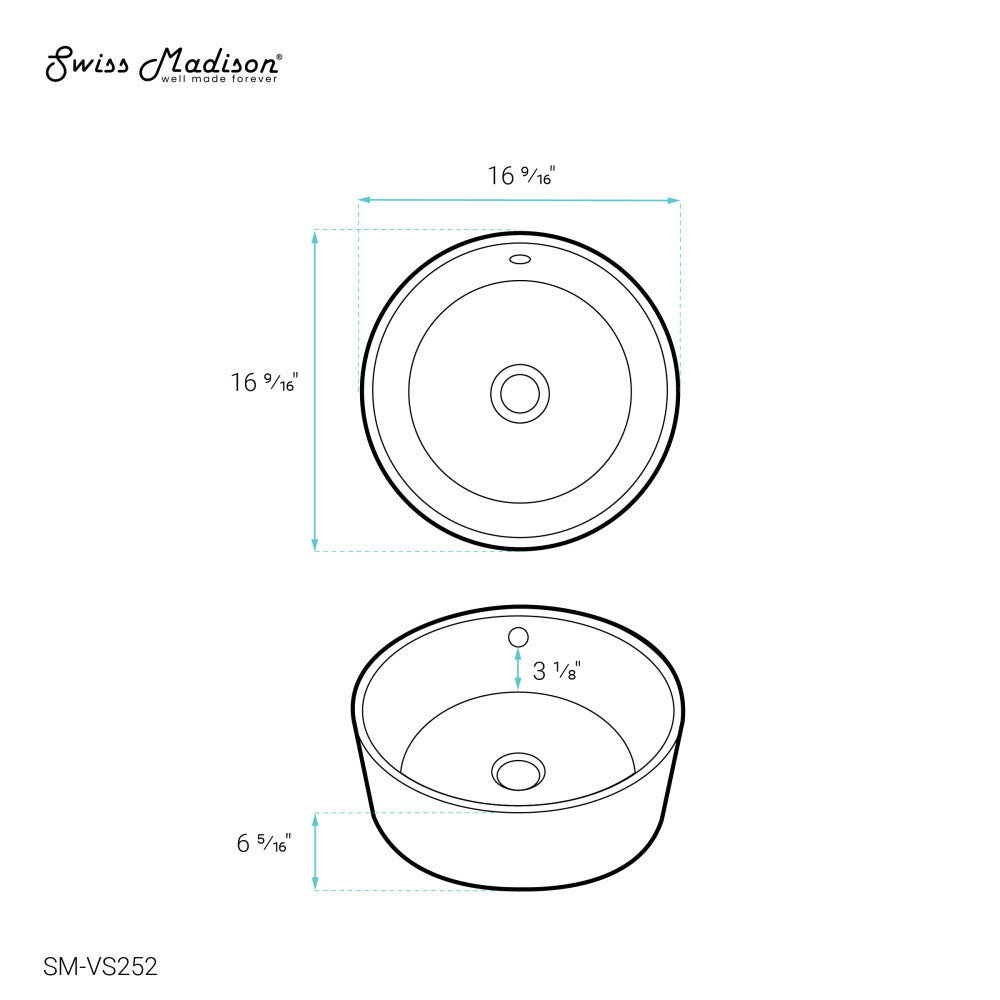 Monaco Round Ceramic Bathroom Vessel Sink in White