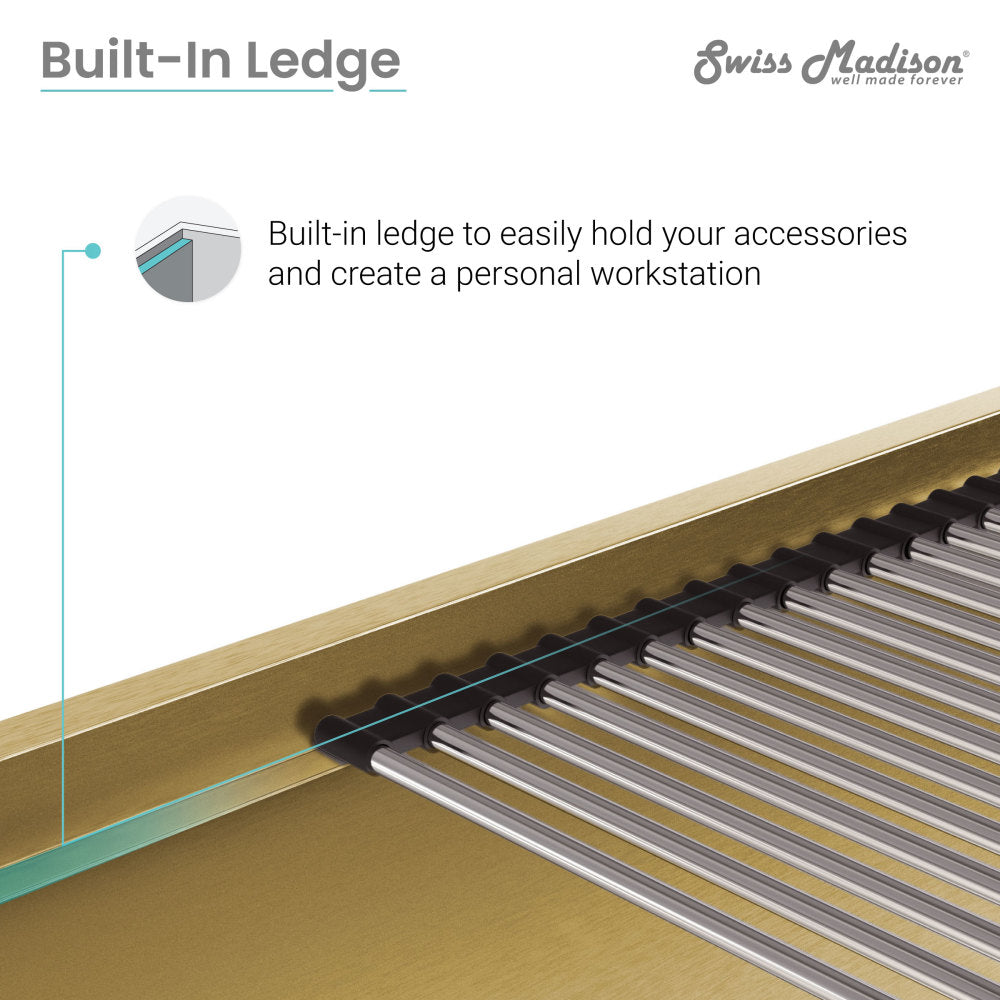 Tourner 32 x 19 Stainless Steel, Single Basin, Undermount Kitchen Workstation Sink in Gold