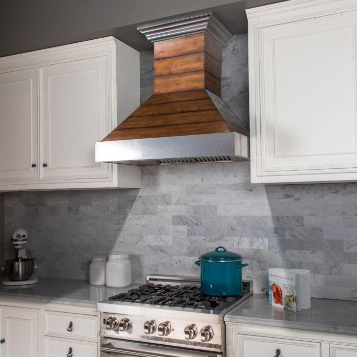 Shiplap Wooden Wall Range Hood with Stainless Steel Accent - Includes Motor (365BB-30) ZLINE 30 in.