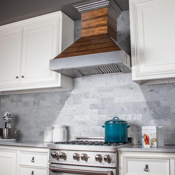Shiplap Wooden Wall Range Hood with Stainless Steel Accent - Includes Motor (365BB-30) ZLINE 30 in.