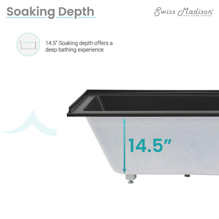 Voltaire 60" x 30" Right-Hand Drain Alcove Bathtub in Matte Black