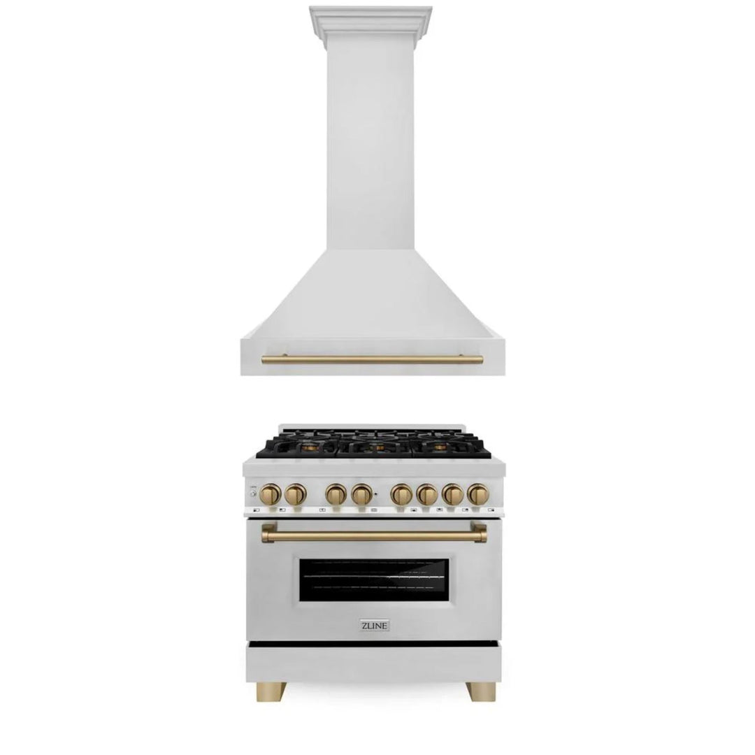 ZLINE Autograph Edition Dual Fuel Kitchen Package (30", 36", 48")