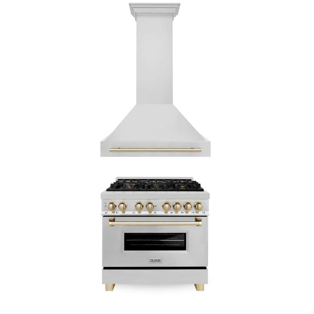 ZLINE Autograph Edition Dual Fuel Kitchen Package (30", 36", 48")