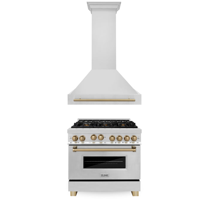 ZLINE 36" 2 Piece Autograph Edition Stainless Steel Range &amp; Range Hood