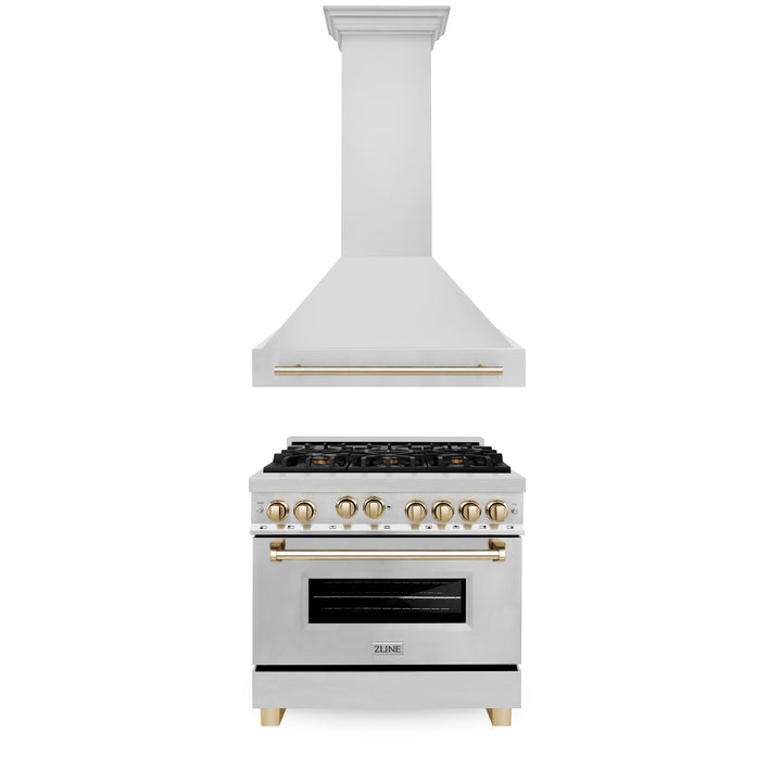 ZLINE 36" 2 Piece Autograph Edition Stainless Steel Range &amp; Range Hood