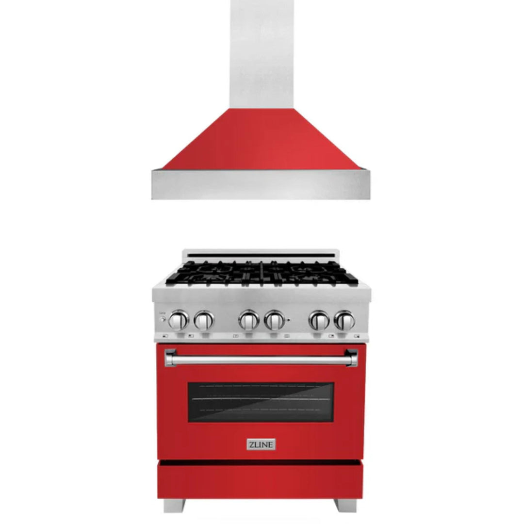 ZLINE 2-Piece Dual Fuel Range and Wall Mount Range Hood Kitchen Packages – 30", 36", and 48" Models