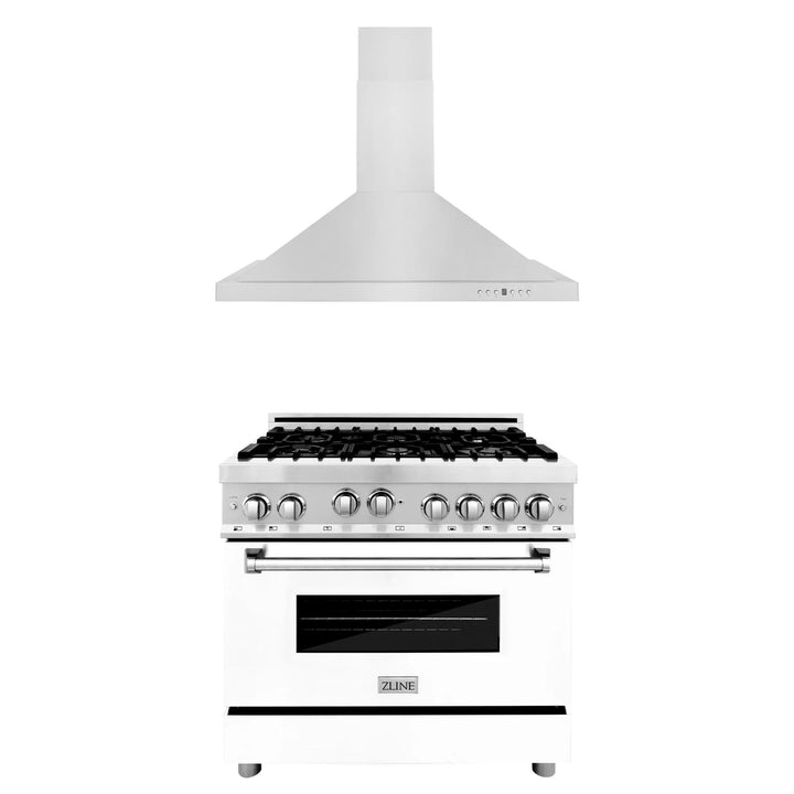 ZLINE 30" &amp; 36" Dual Fuel Range and Convertible Vent Wall Mount Range Hood Kitchen Package