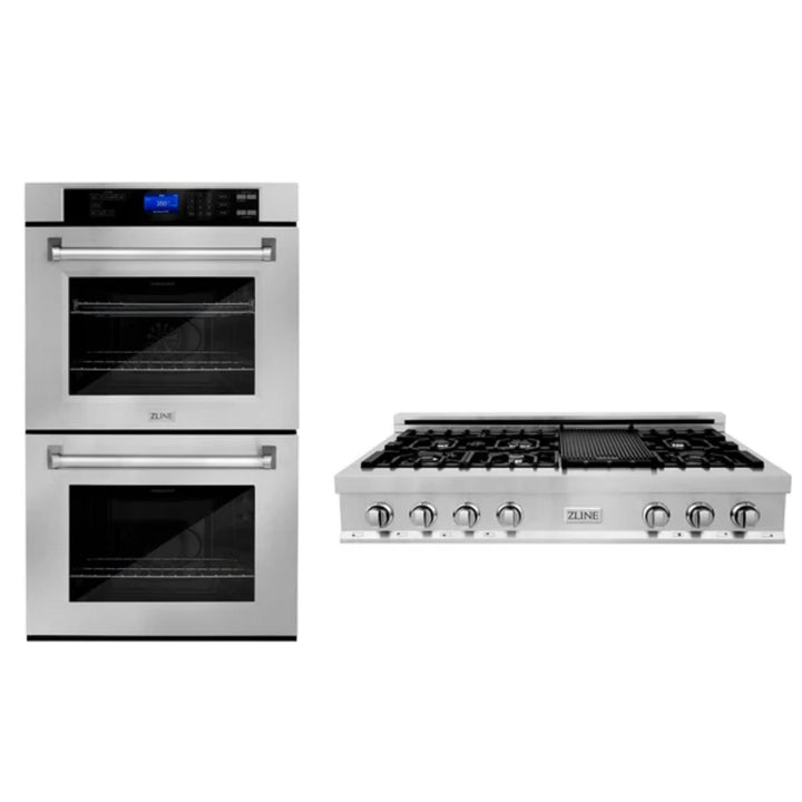 ZLINE 2-Piece Kitchen Packages – 30", 36", and 48" Gas Rangetop with 30" Double Wall Oven