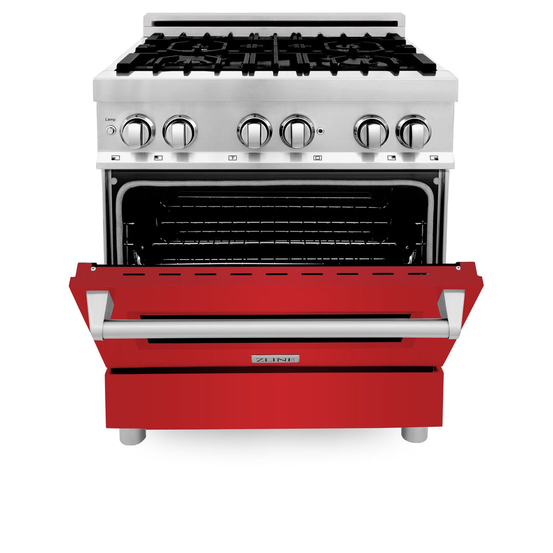 ZLINE 30 in. Professional Gas Burner/Electric Oven Stainless Steel Range with Red Matte Door, RA-RM-30