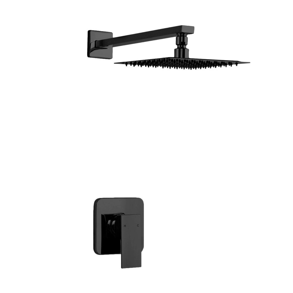Concorde Single-Handle 1 Spray 8" Wall Mounted Fixed Shower Head in Matte Black (Valve Included)