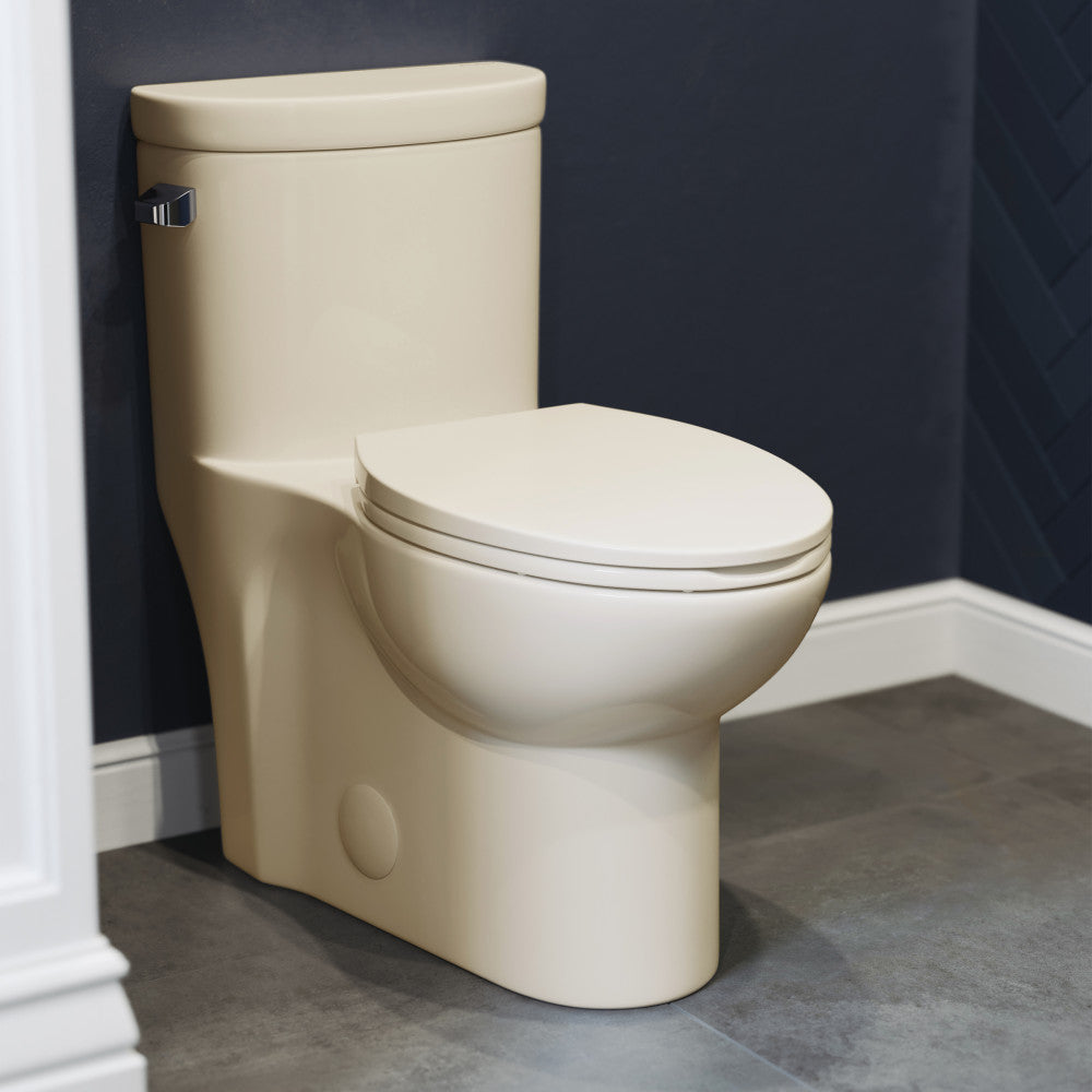 Sublime One-Piece Elongated Left Side Flush Handle Toilet in Bisque 1.28 gpf