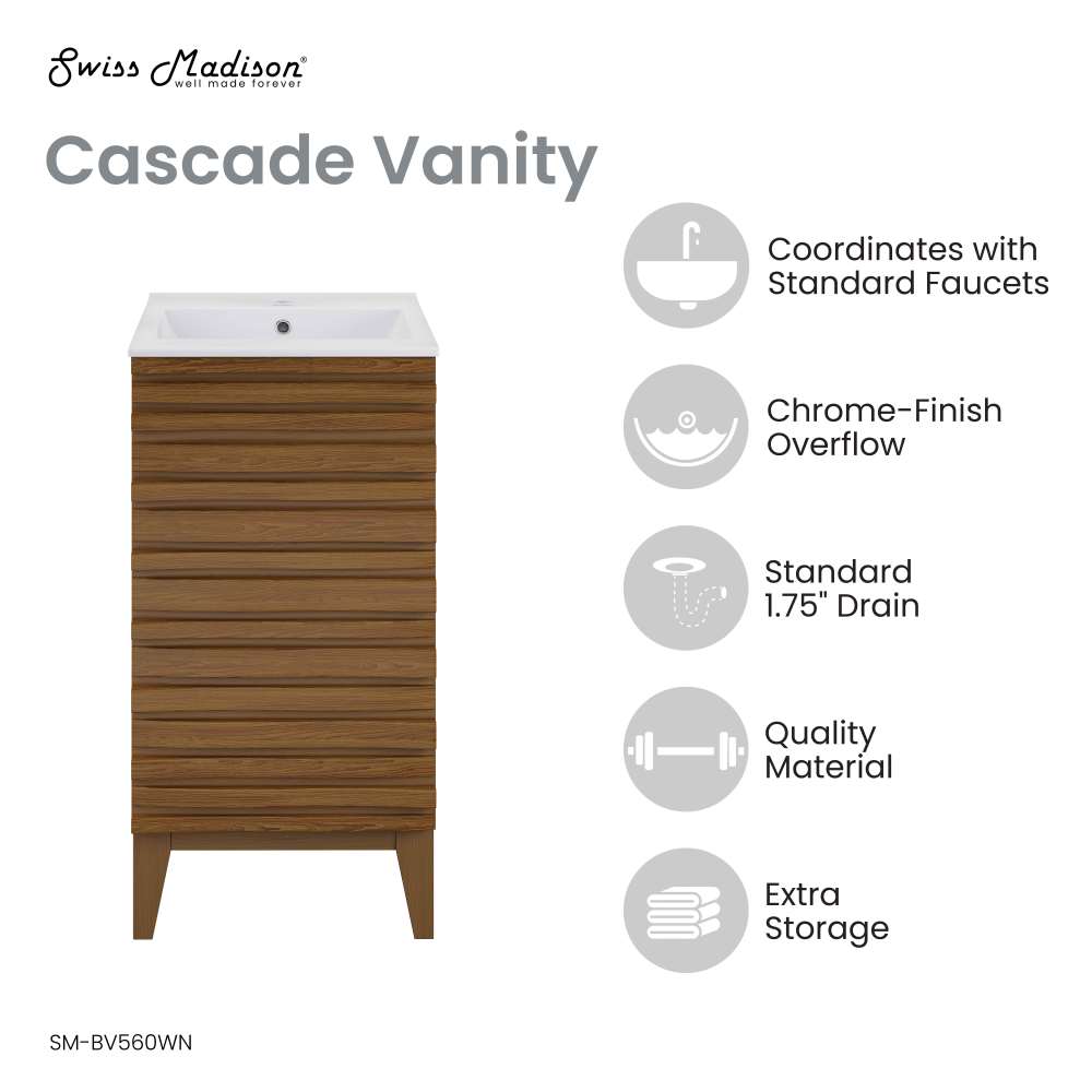 Cascade 18” Bathroom Vanity in Brown Oak