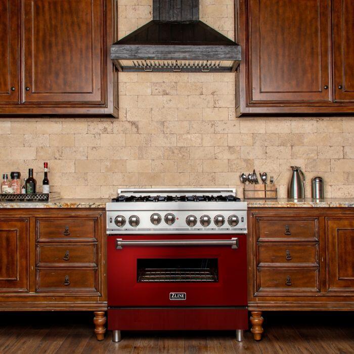 Professional Gas on Gas Range in Stainless Steel with Red Gloss Door (RG-RG-36)  ZLINE 36 in.