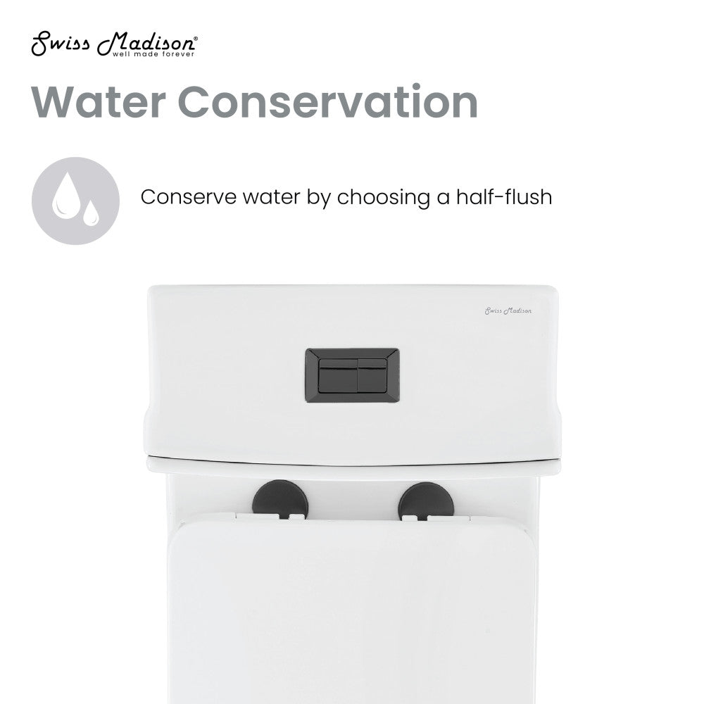 Concorde One Piece Square Toilet Dual Flush, Black Hardware 1.1/1.6 gpf