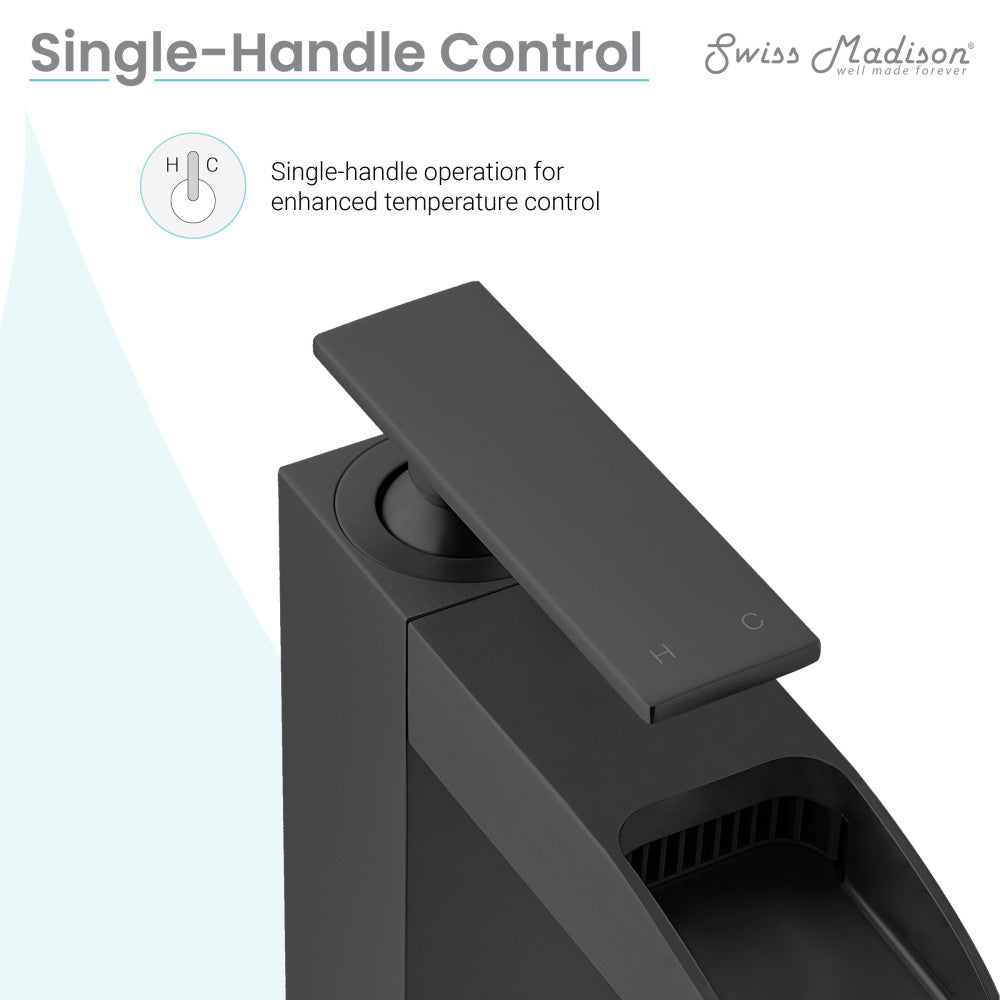 Concorde Single Hole, Single-Handle, High Arc Waterfall, Bathroom Faucet in Matte Black