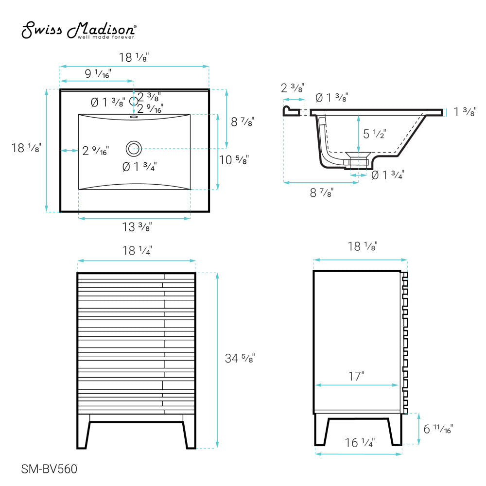 Cascade 18" Bathroom Vanity in Natural Oak