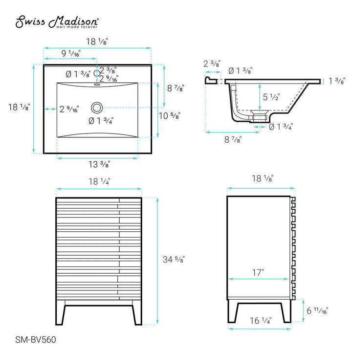 Cascade 18" Bathroom Vanity in Natural Oak