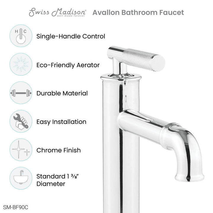 Avallon Single Hole, Single-Handle Sleek, Bathroom Faucet in Chrome