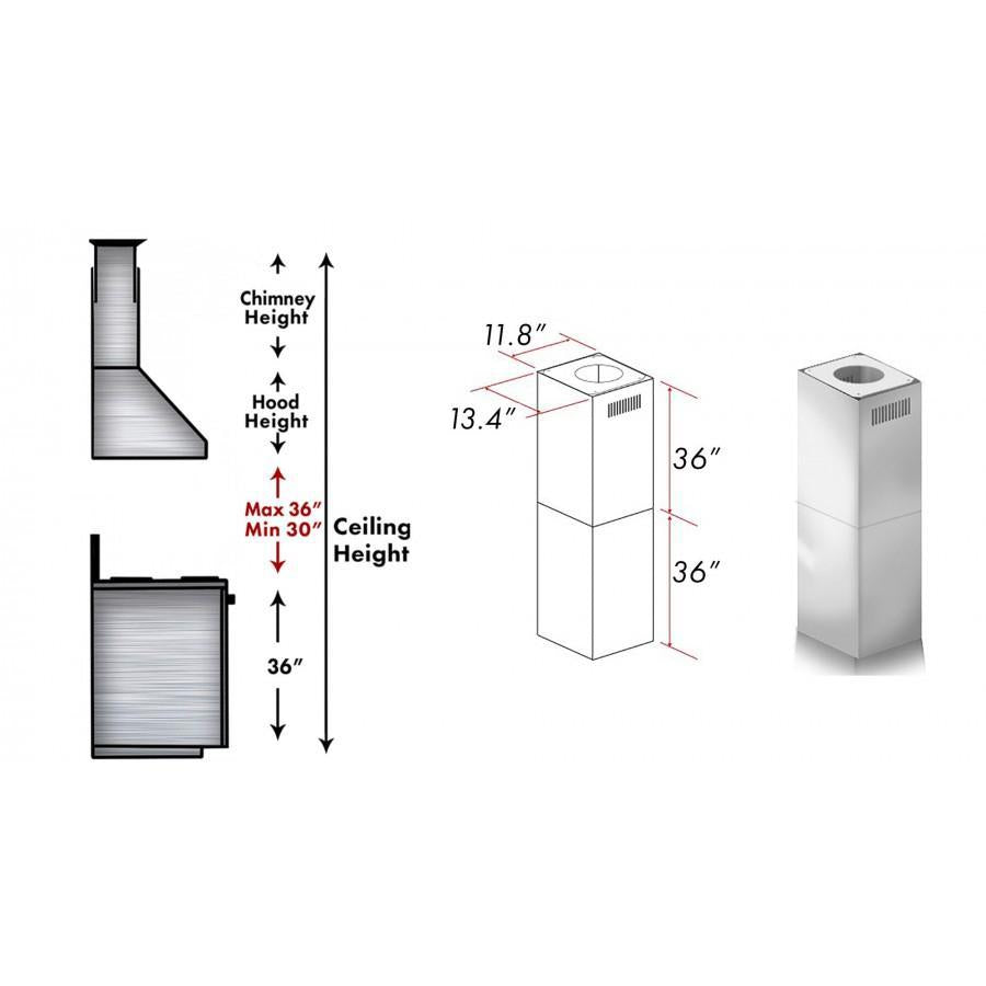 ZLINE 2 Piece Chimney Extension for 12ft Ceiling (2PCEXT-455/476/477/667/697)