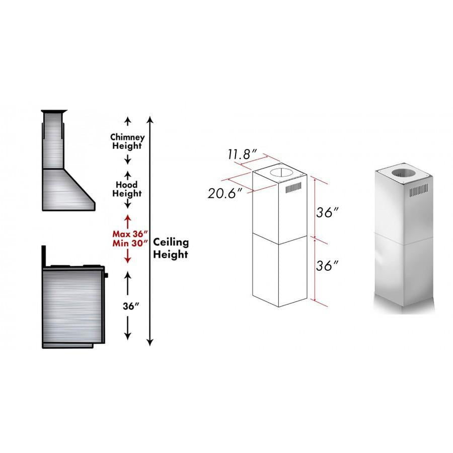 ZLINE 2 Piece Chimney Extension for 12ft Ceiling (2PCEXT-KECOM)