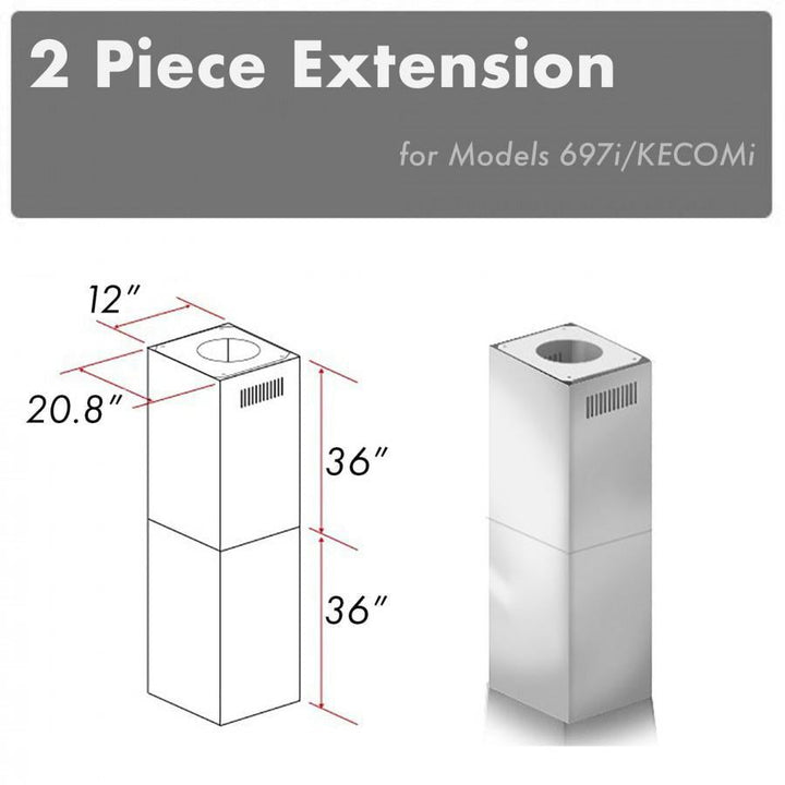 ZLINE 2 Piece Chimney Extension for 10ft-12ft Ceiling (2PCEXT-697i/KECOMi)