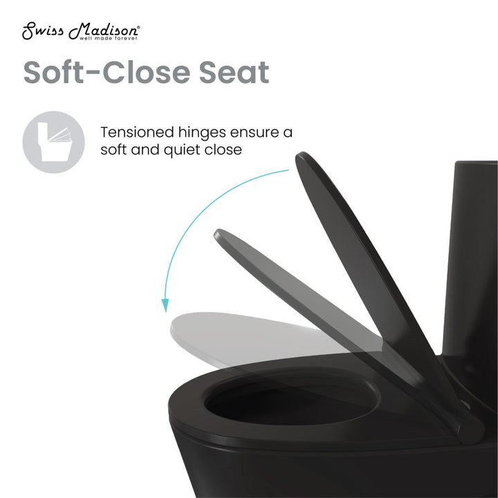 Voltaire One-Piece Elongated Toilet Left Side Flush Handle 1.28 gpf in Matte Black