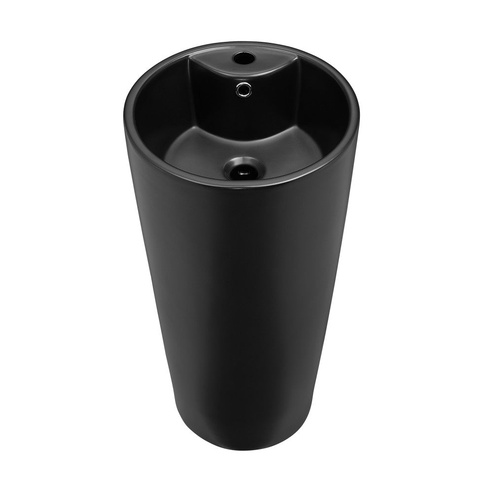 Monaco Circular Basin Pedestal Sink, Matte Black