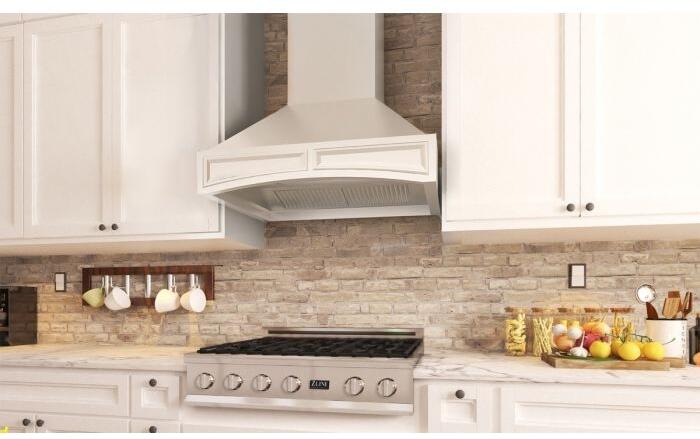 Wooden Wall Mount Range Hood in White - Includes Motor ZLINE 30 in.