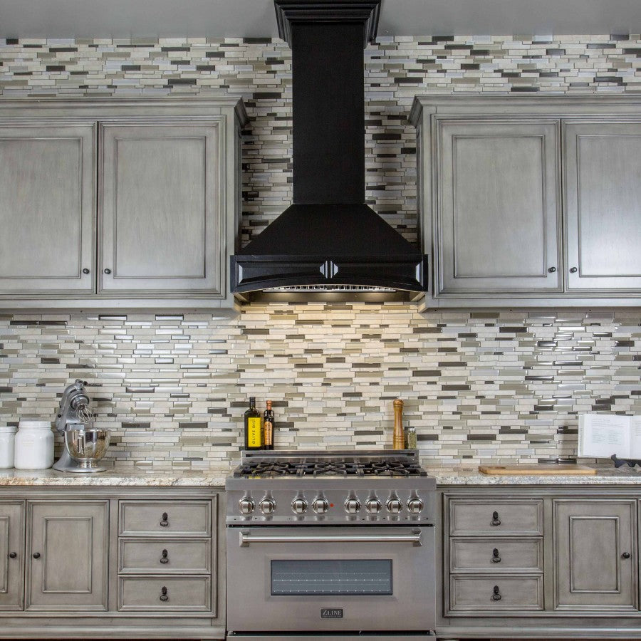 Wooden Wall Mount Range Hood in Black - Includes Remote Motor ZLINE 36 in.