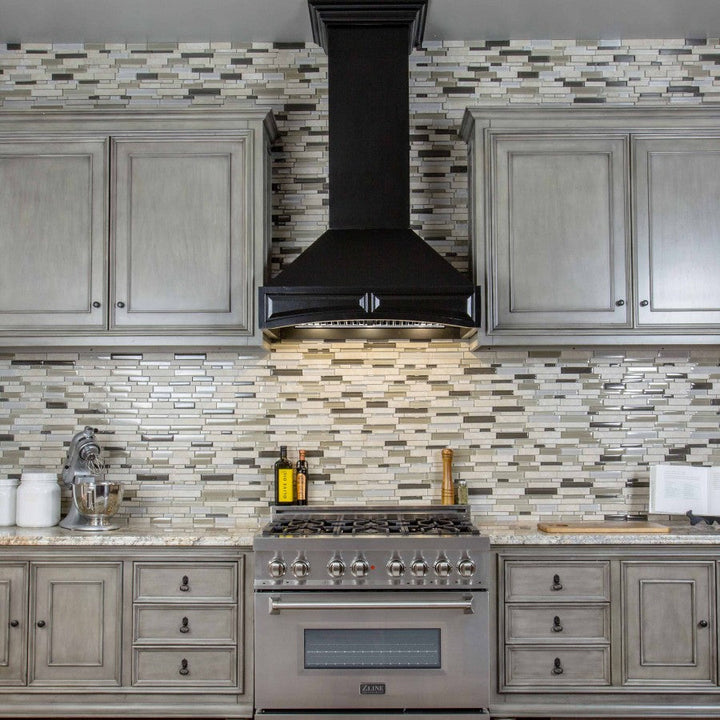 Wooden Wall Mount Range Hood in Black - Includes Remote Motor ZLINE 36 in.
