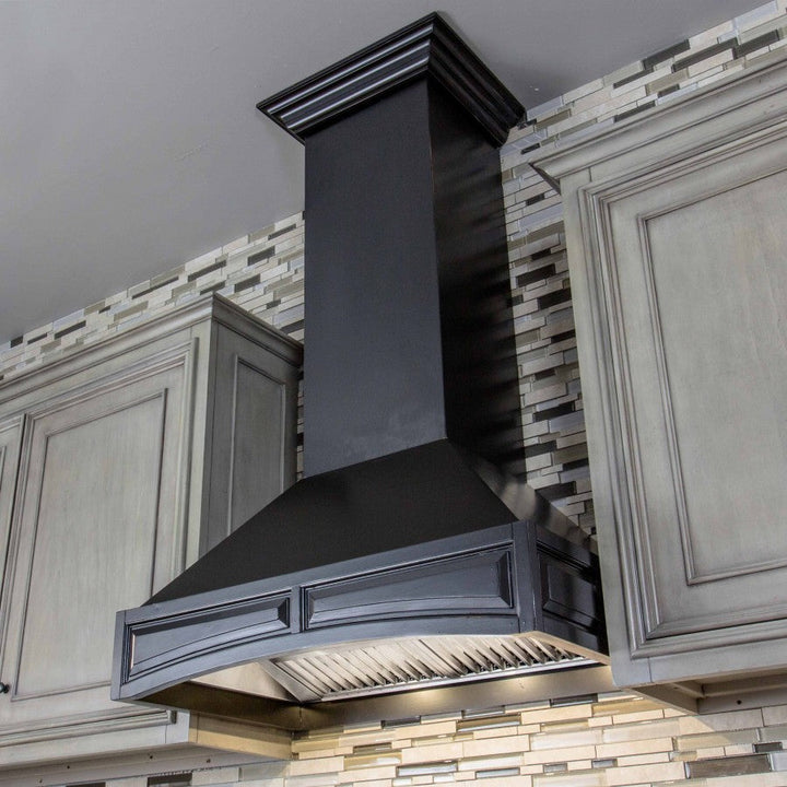 Wooden Wall Mount Range Hood in Black - Includes Remote Motor ZLINE 36 in.