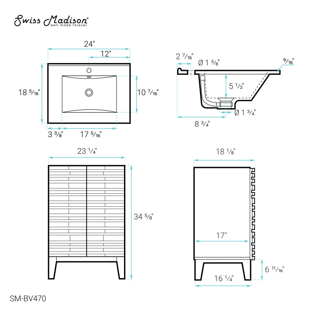 Cascade 24" Bathroom Vanity in Natural Oak