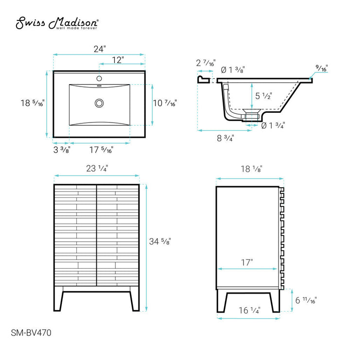 Cascade 24" Bathroom Vanity in Natural Oak