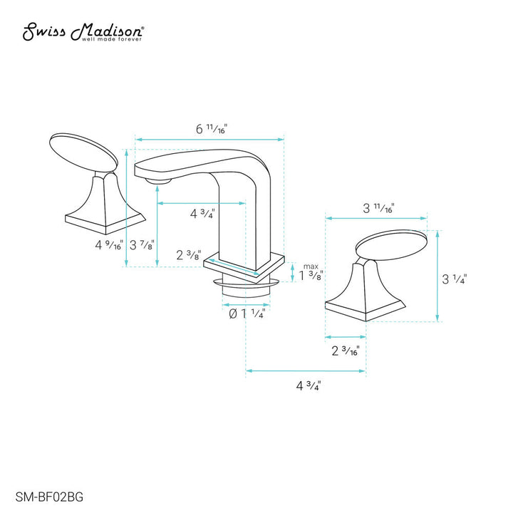 Chateau 8 in. Widespread, 2-Handle, Bathroom Faucet in Brushed Gold