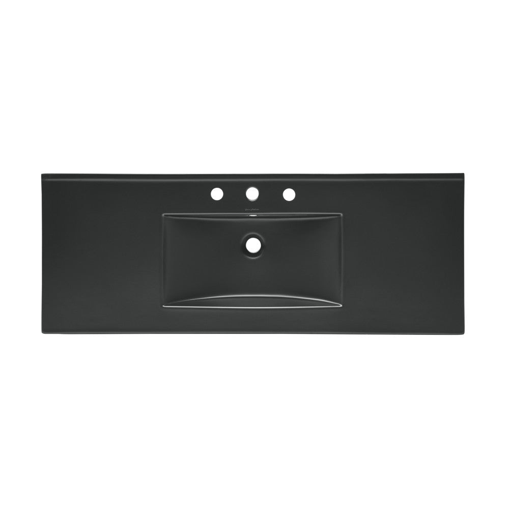 48" Ceramic Vanity Top with Three Faucet Holes in Matte Black