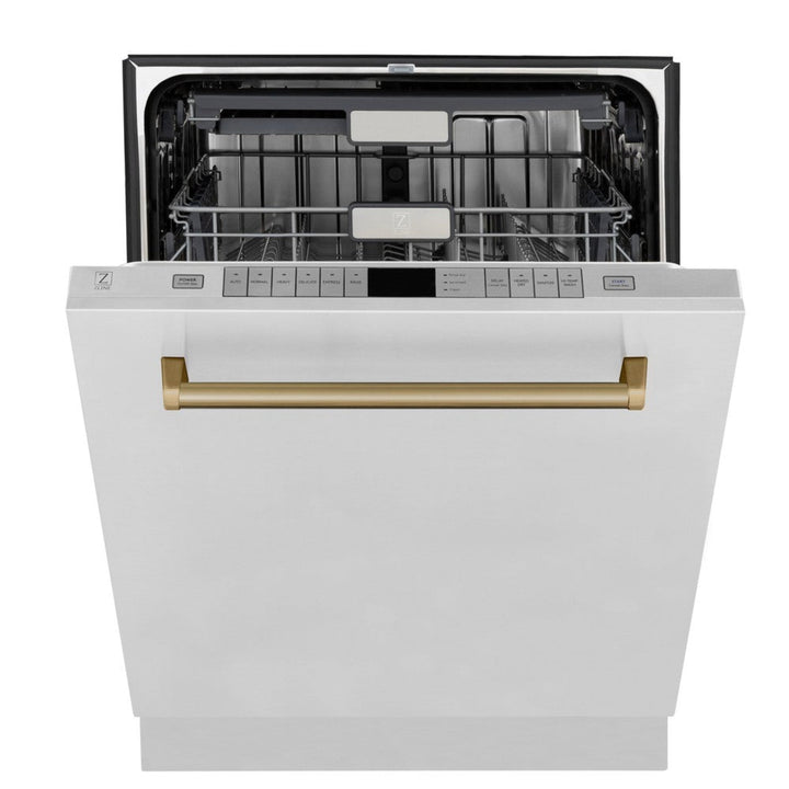 ZLINE 24" Monument Series Top Touch Control Dishwasher in Stainless Steel with Champagne Bronze Handle