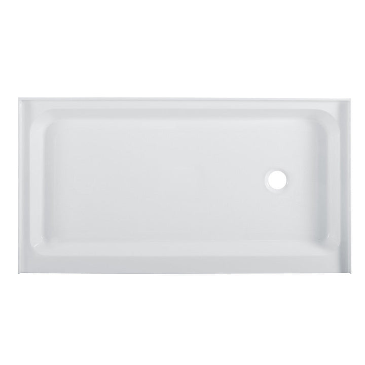 Voltaire 60" x 34" Acrylic White, Single-Threshold, Right Side Drain, Shower Base