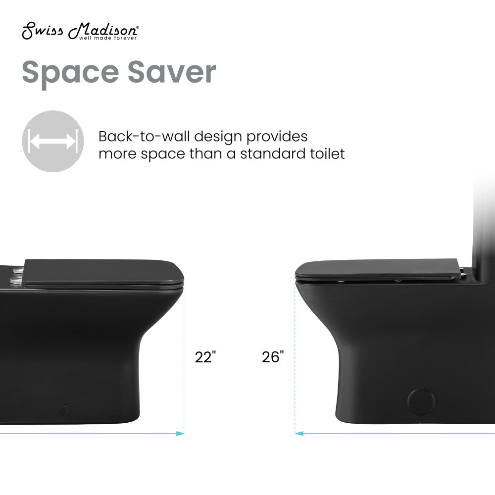 Carre Back-to-Wall Elongated Toilet Bowl in Matte Black