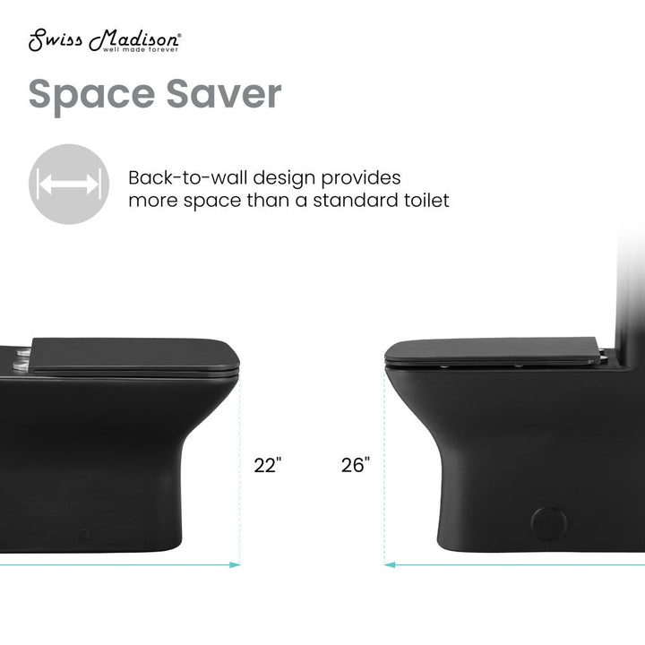 Carre Back-to-Wall Elongated Toilet Bowl in Matte Black