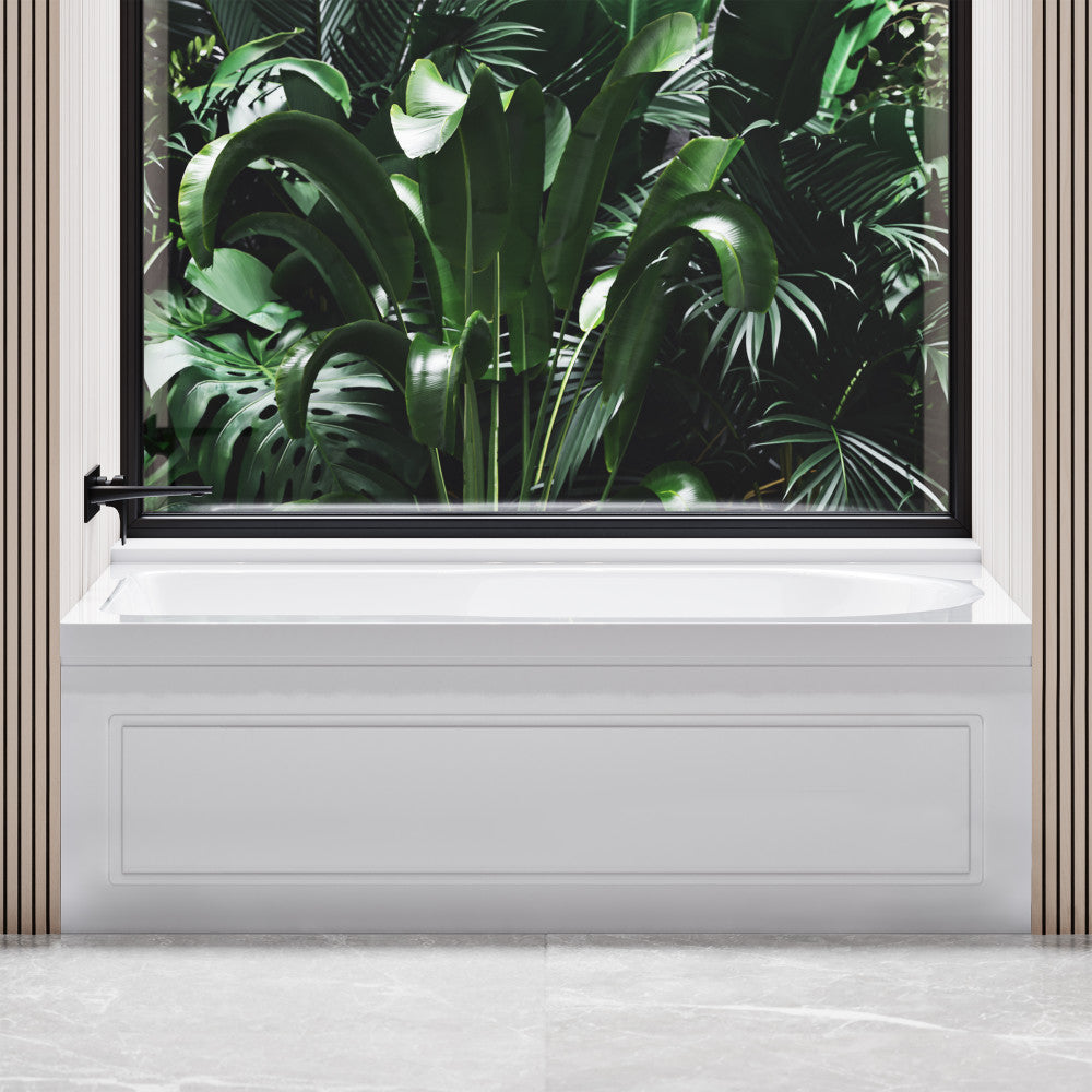 Concorde 60" x 32" Acrylic Glossy White, Alcove, Integral, Left-Hand Drain, Apron Bathtub