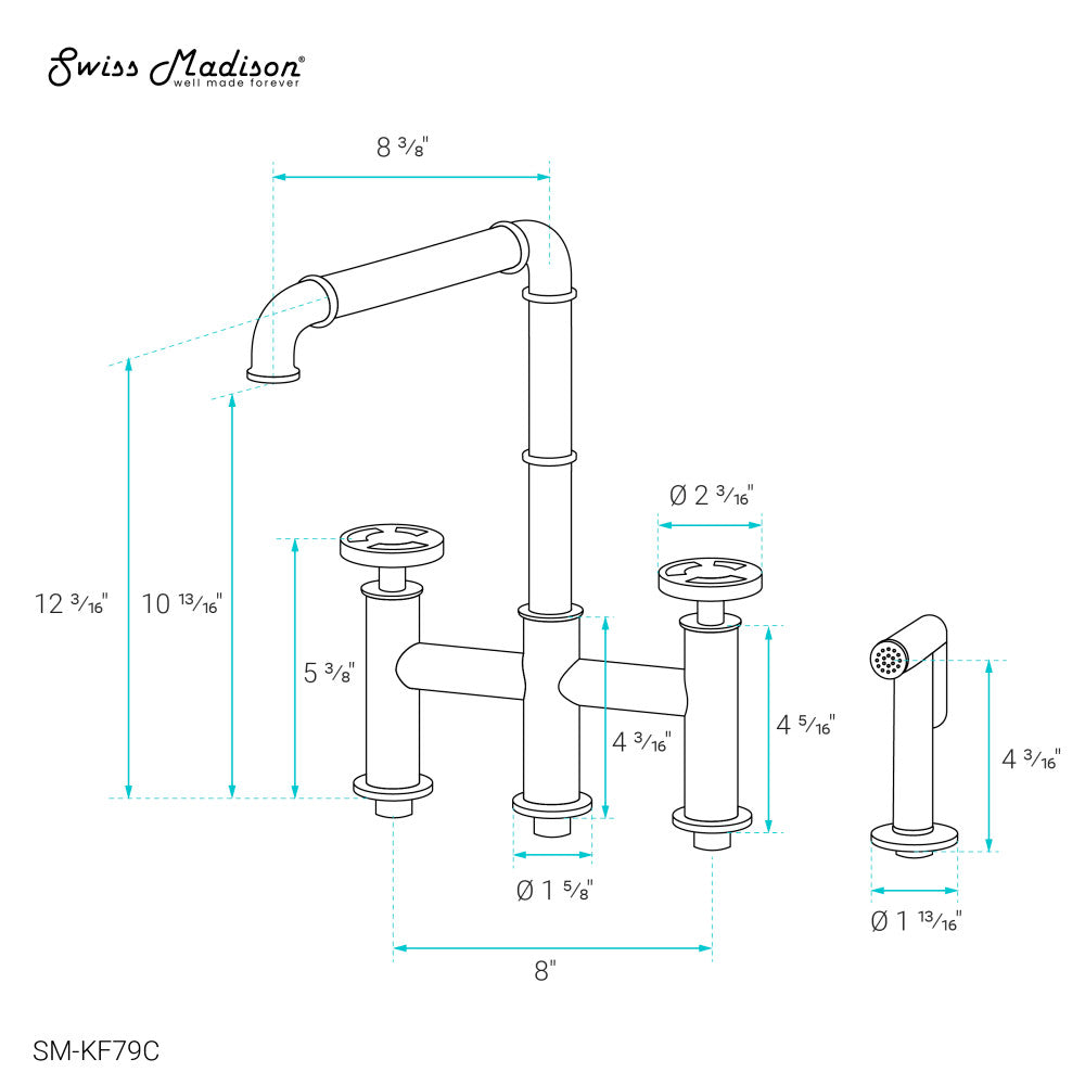 Avallon Pro Widespread Kitchen Faucet with Side Sprayer in Chrome