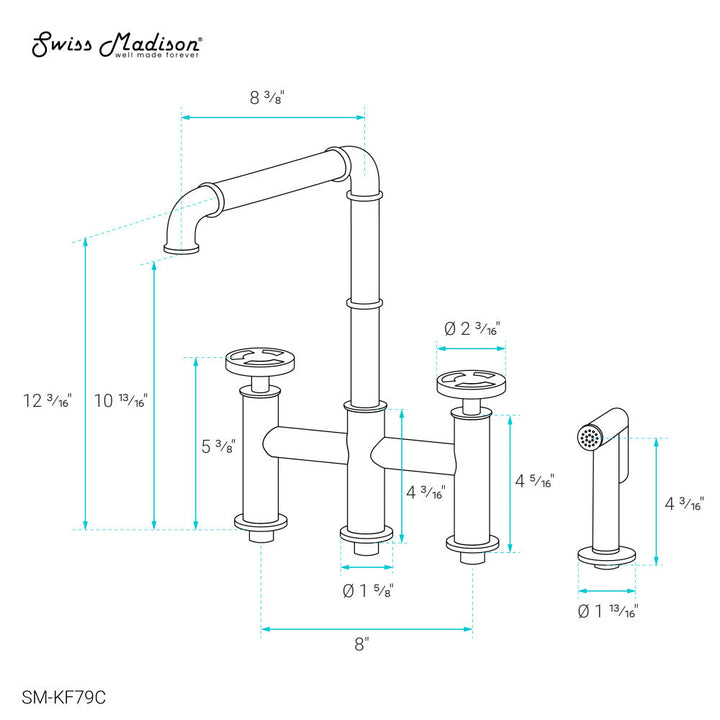 Avallon Pro Widespread Kitchen Faucet with Side Sprayer in Chrome