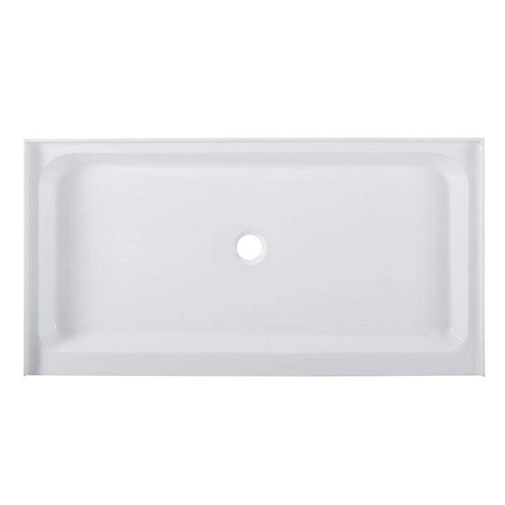 Voltaire 60" x 32" Acrylic White, Single-Threshold, Center Drain, Shower Base