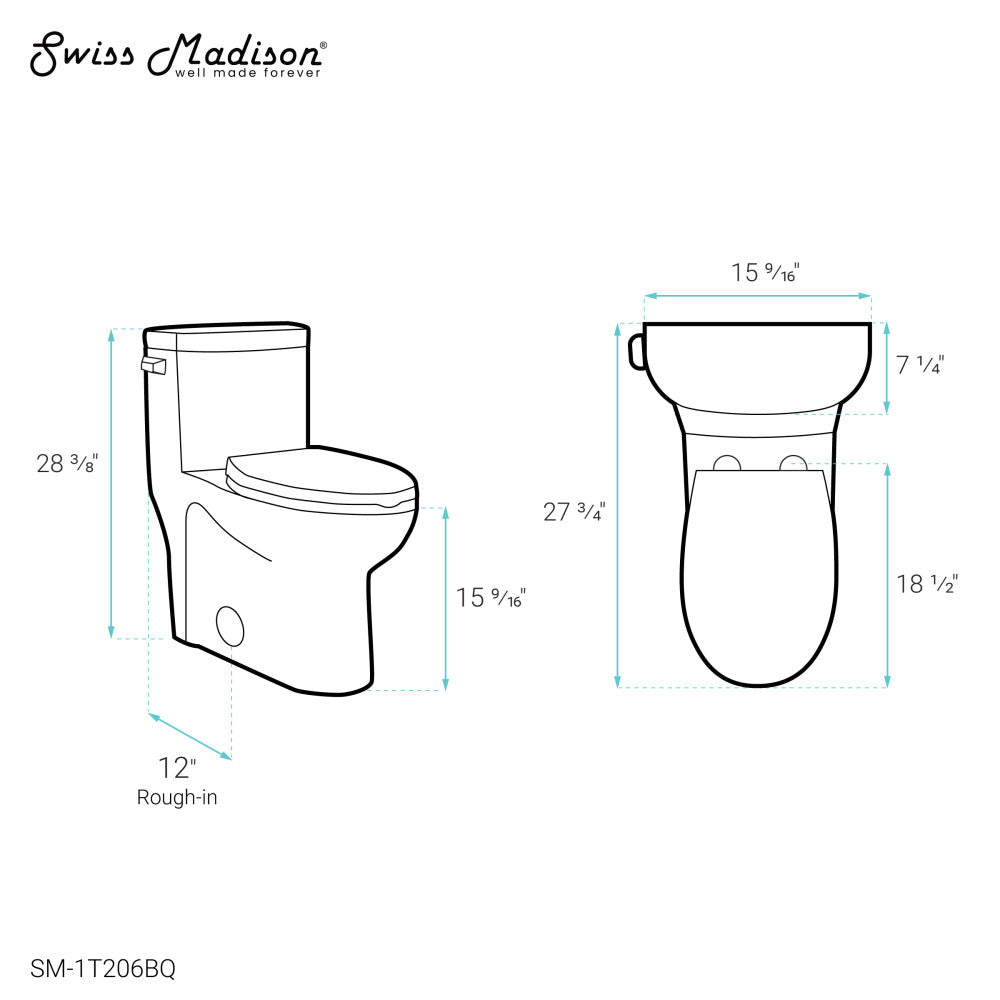 Sublime One-Piece Elongated Left Side Flush Handle Toilet in Bisque 1.28 gpf