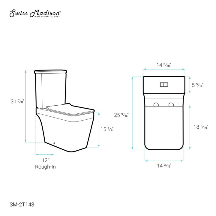 Rivoli Two-Piece Square Toilet Dual-Flush 1.1/1.6 gpf