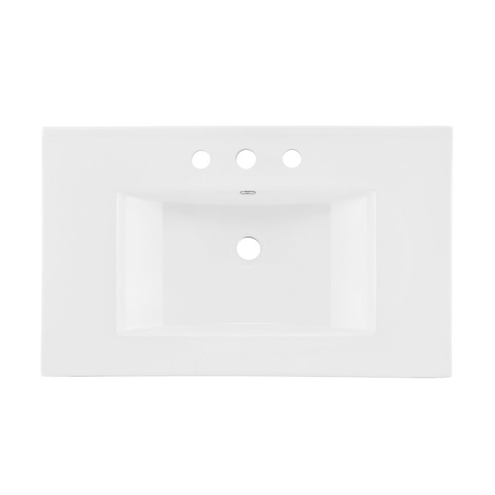 30" Vanity Top Bathroom Sink with 3 Holes