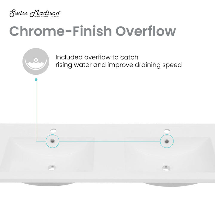 48" Ceramic Vanity Top with Double Basins