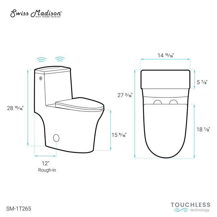 Hugo One-Piece Elongated Toilet Dual-Flush 1.1/1.6 gpf, Touchless