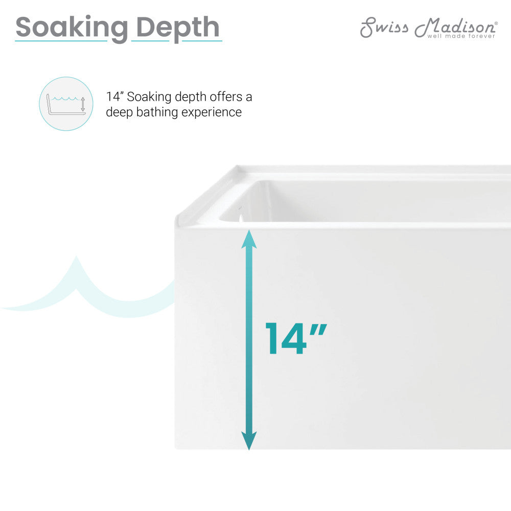 Voltaire 60" x 30" Left-Hand Drain Alcove Bathtub with Apron